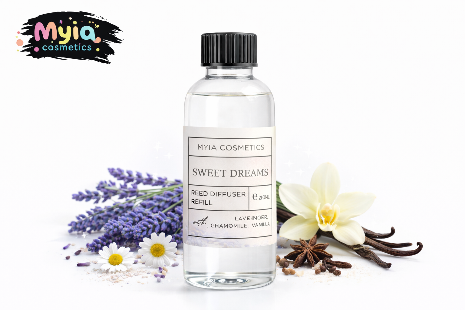 Luxury 200ml Reed Diffuser Refill – Myia Cosmetics (Choose Your Scent)
