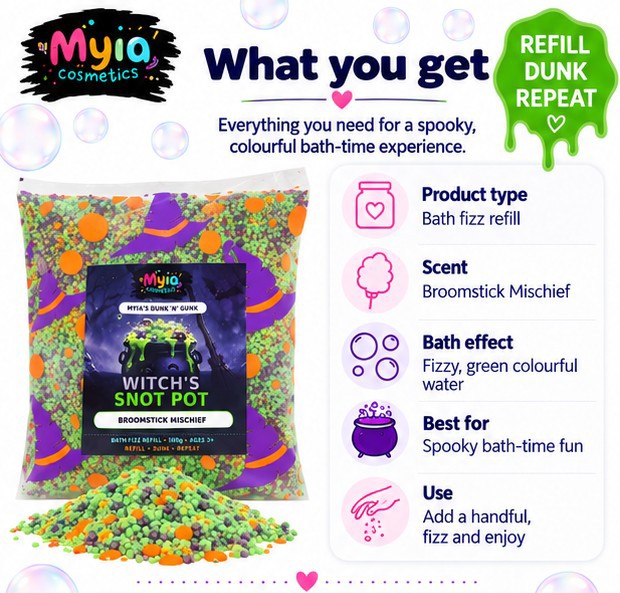 Witch’s Snot 100g bath fizz refill by Myia Cosmetics