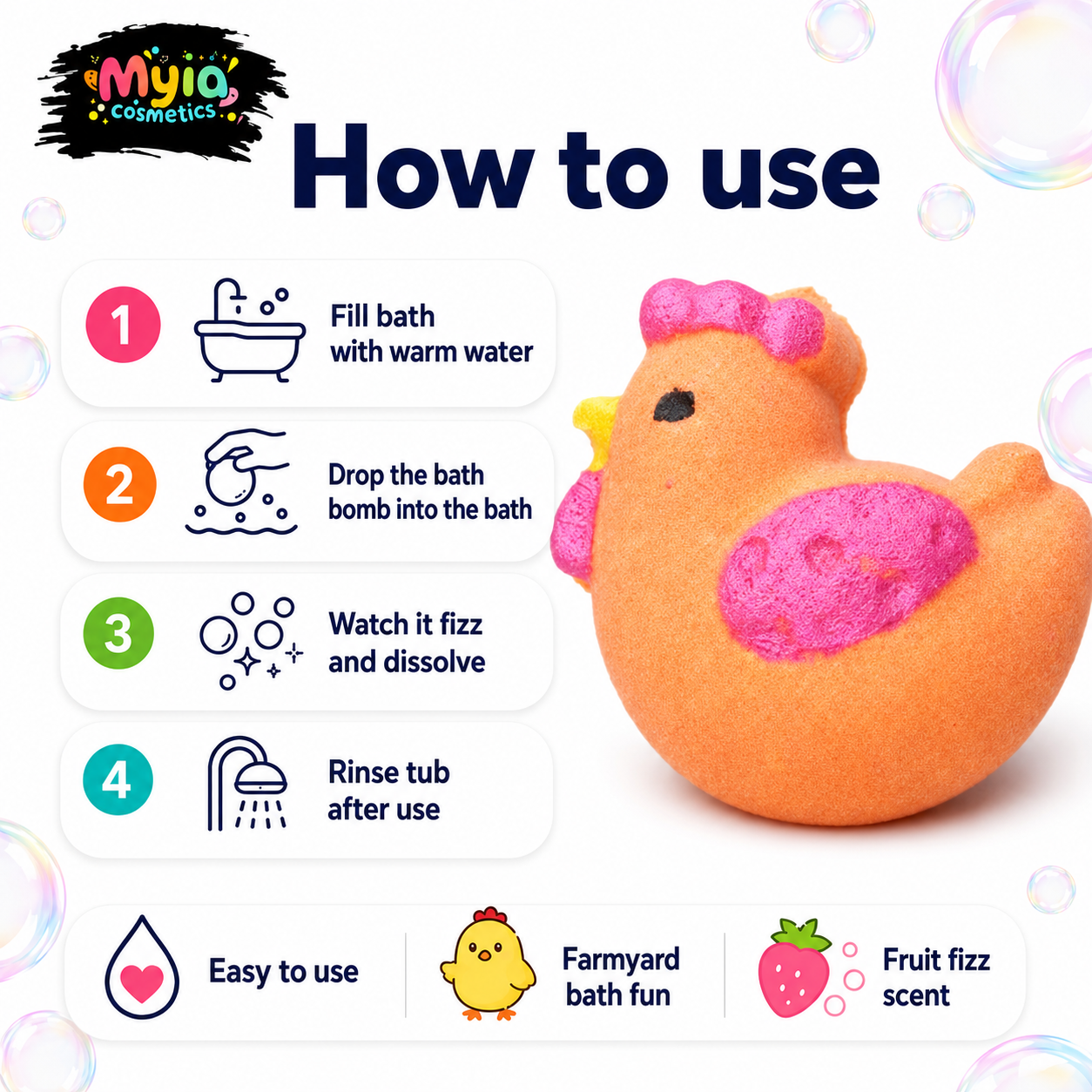 Chicken Bath Bomb  | Kids Fun Colour Fizz
