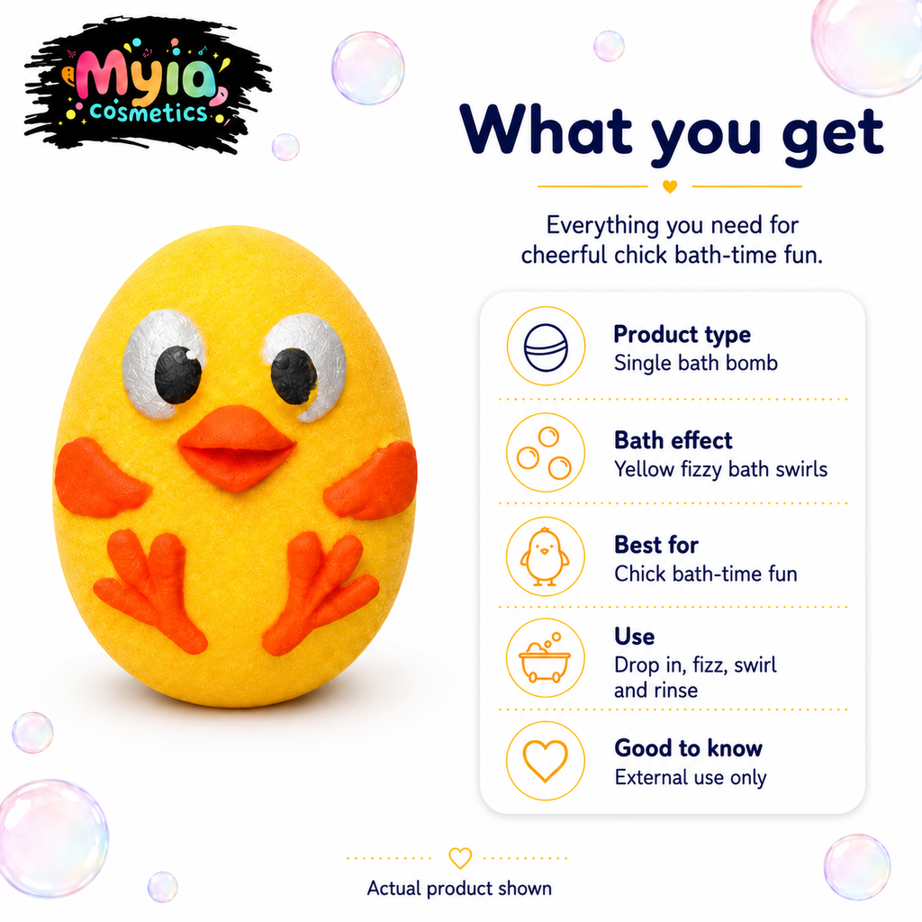 What you get with Cheeky Chick Fruit Fizz bath bomb by Myia Cosmetics