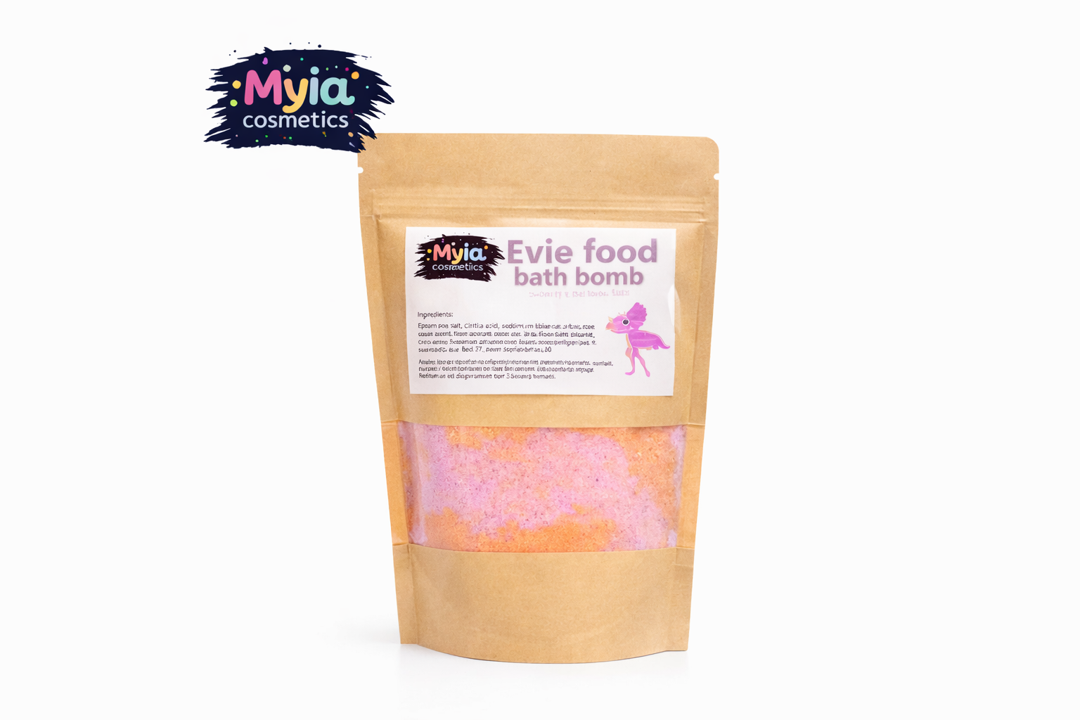 Evie Dino Food Bath Crumble in blue and yellow, lemon cookie scented kids bath crumble by Myia Cosmetics