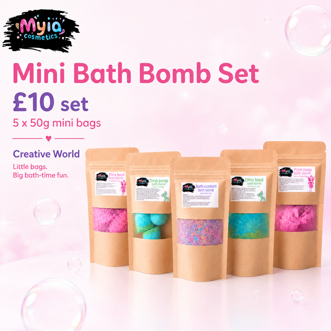Creative World Mini Bath Bomb Discovery Set – 5 x 50g
