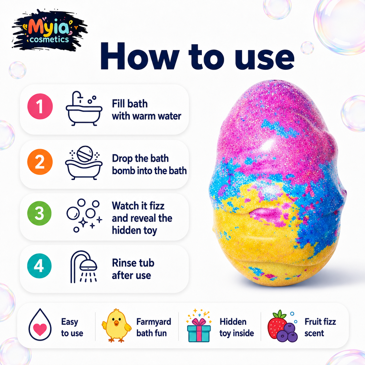 Myia’s Eggsplosion Toy Bath Bomb