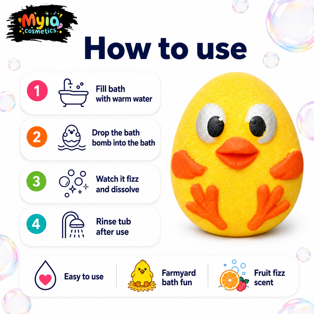 
How to use Cheeky Chick Fruit Fizz bath bomb by Myia Cosmetics