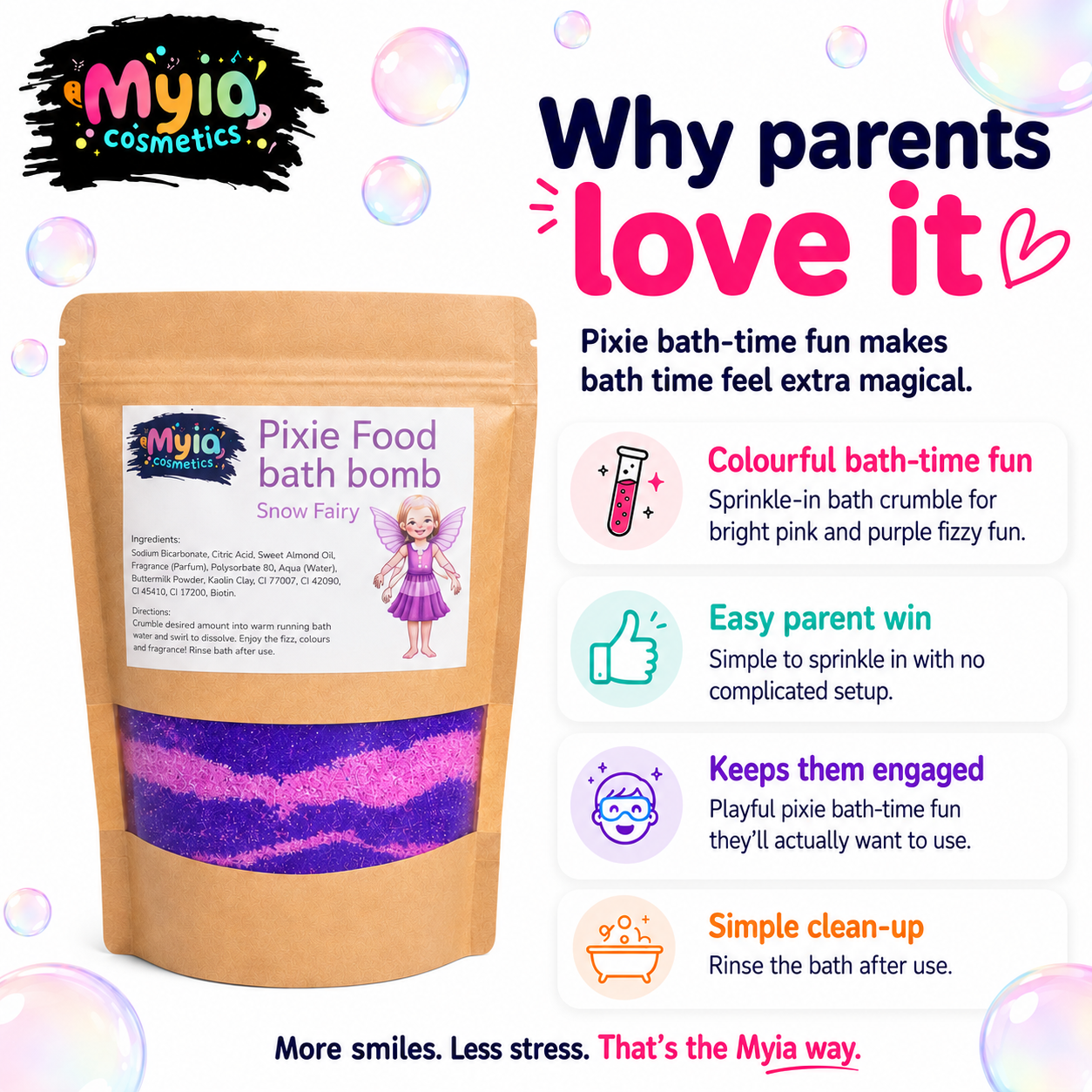 Pixie Food Bath Crumble –  200g Pouch – Fairy Floss