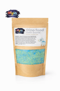Dino Food Bath Crumble 50g sample in blue and yellow, lemon cookie scented kids bath crumble by Myia Cosmetics