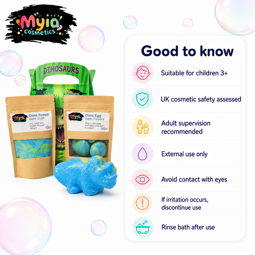 	Good to know guide for Dino Gift Set, suitable for children 3+ with adult supervision